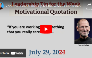 Leadership quotation by Steve Jobs and leadership tip for the week