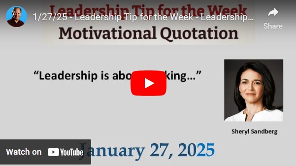 Leadership quote by Sheryl Sandberg and leadership tip of the week